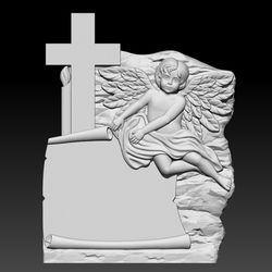 3D STL Model for CNC file Tombstone Angel with papyrus