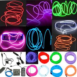 Flexible Neon LED Light Glow EL Wire String Strip Rope Tube Decor Car Dance Party and Controller Fairy Lights US