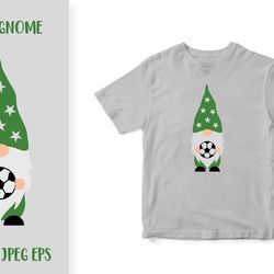 sport gnome holding soccer ball svg