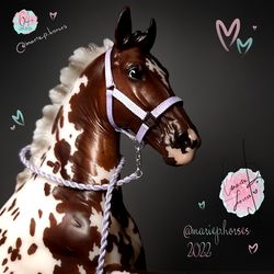 Handmade toy horse accessories | Breyer model horse TACK | Custom Halter and Lead Rope set | MariePHorses | Lilac color