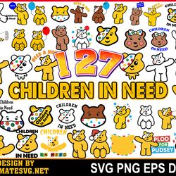 Children in Need - Pudsey Bear - Red Nose Day - charity raising SVG - Digital Download | Instant Download svg dxf png
