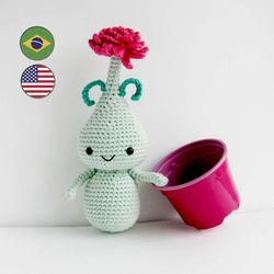 crochet pattern flower toy colchicum bulb doll. diy amigurumi crochet pattern, pdf file digital download.