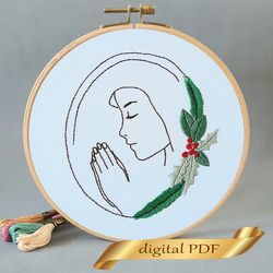 christmas prayer pattern pdf embroidery, easy embroidery diy