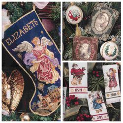 Digital | Vintage Cross Stitch Pattern Christmas | Christmas Decorations | ENGLISH PDF TEMPLATE