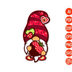Layered Valentine's gnome mandala SVG files for Cricut