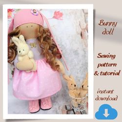 Doll pattern - 12 inch doll pattern and tutorial - Rag doll sewing pattern - Christmas gift idea