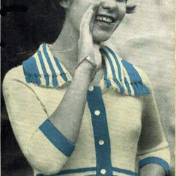 Vintage Knitting Pattern 157 Tringed for Fun Cardigan Women