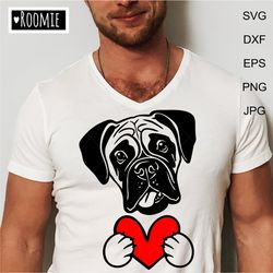 boxer portrait with heart svg, love boxer dog lovers gift, shirt design car decal clipart cut file cricut vinyl /134