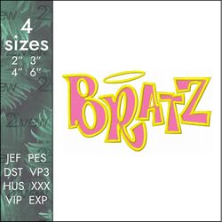Bratz Embroidery Design, baby girl dolls logo, 4 sizes