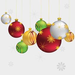 Beautiful Christmas balls, decorative ornaments on grey background