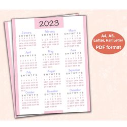 Printable Calendar, Printable Calendar 2023, Printable Planner, 2