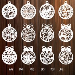Christmas Balls SVG, Christmas Baubles Templates For Laser Cutting, Silhouette Cameo, Cricut and more. SVG, DXF, EPS