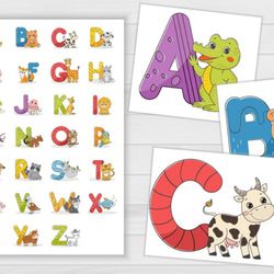 Alphabet for kids PNG, ABC Animals, Printable Alphabet, Instant Download, Digital Download,