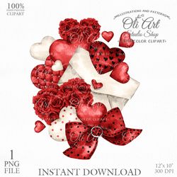 Valentine's Day Clip Art. Digital Clipart, Hand Drawn Graphics, Digital Download. OliArtStudioShop