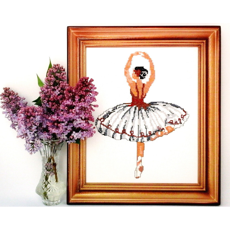 Finished cross stitch picture ballerina Hand embroidery designs for women Girls room decor Ballet dancer birthday gifts Ballerina framed art.jpg