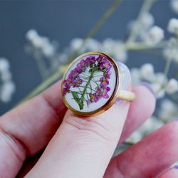 floral adjustable ring chunky ring resin jewelry