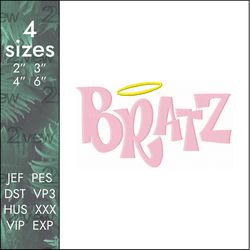 Bratz Embroidery Design, baby girls dolls logo, 4 sizes