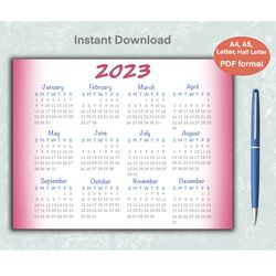 Printable Calendar, Printable Calendar 2023, Printable Planner, 5