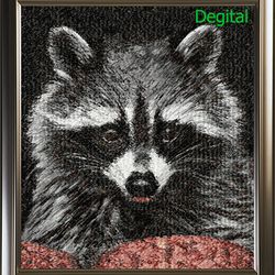 Raccoon | Machine embroidery design | Photo Stitch | Painting on the wall | House interior | Download digital design