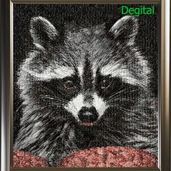 raccoon | machine embroidery design | photo stitch | painting on the wall | house interior | download digital design
