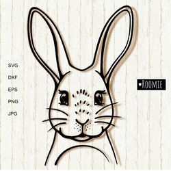Rabbit SVG, Bunny face svg, Happy Easter bunny svg, Rabbit cut file, Farm Animal Face, Cricut Cameo Sublimation