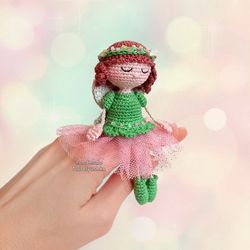 Faerie Princess keychain, Magic girl gift, Tiny Pocket Fairy, Girl nursery decor, Crochet fairy doll, Christmas gift