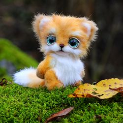ON ORDER Fox Esme fox fur, fluffy doll, plush fox, fur doll, red fox, little plush fox, cat, kitten, fur cat, white