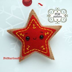 Christmas star felt pattern, Felt gingerbread pattern, Christmas ornaments patterns, Felt toy pattern