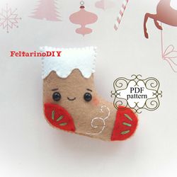 Christmas felt sock pattern, Felt gingerbread pattern, Christmas ornaments patterns, Felt toy pattern