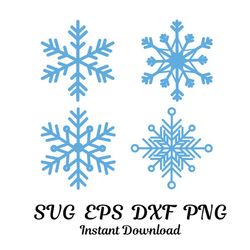 svg, set of blue snowflake icons is isolated on a white background.