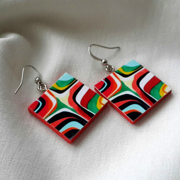 Square Wooden earrings, geometric resin  earrings, art painting earrings.jpg