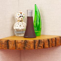Corner Shelf, oak bark,  Floating Shelves corner shel, corner shelves, natural edge live, shelf log floating corner,