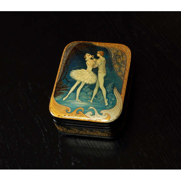 Swan Lake ballet jewelry lacquer box