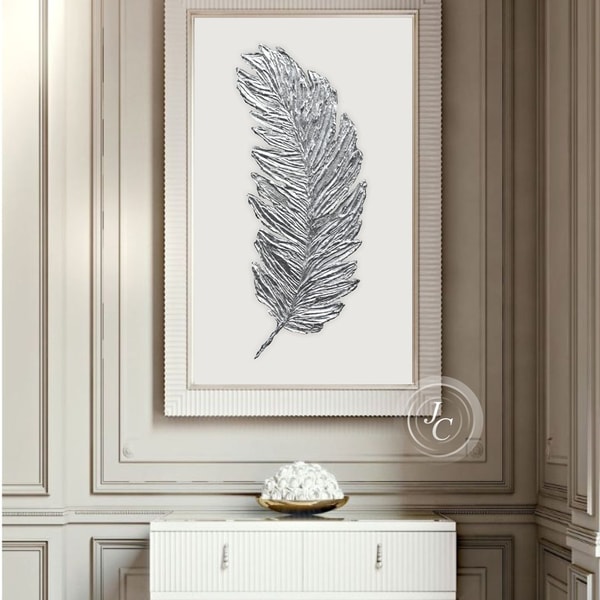 Silver Feather Abstract Wall Art Original Painting Textured - Inspire ...