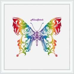 cross stitch pattern music butterfly silhouette muses harp flute wings rainbow abstract counted crossstitch patterns pdf
