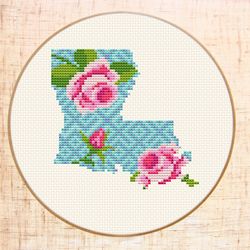 louisiana cross stitch pattern map cross stitch state cross stitch flower map silhouette cross stitch pdf