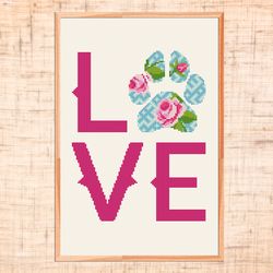 love cross stitch pattern pet lover gift dog cross stitch paw cat cross stitch pet loss embroidery easy cross stitch pdf