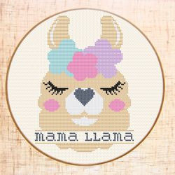 Mama Llama cross stitch pattern Modern cross stitch Cute llama embroidery Alpaca cross stitch New Mom Funny cross stitch