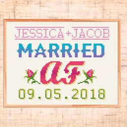 married af cross stitch pattern wedding cross stitch family gift personalized cross stitch custom family present married