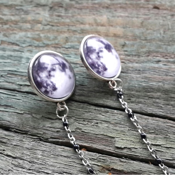 Full Moon Collar Brooch, Moon Pin with chain | Inspire Uplift