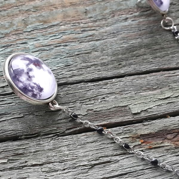 Full Moon Collar Brooch, Moon Pin with chain - Inspire Uplift