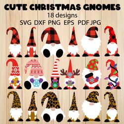 Cute Christmas Gnomes SVG, Gnomes in Leopard and Buffalo Plaids.SVG,DXF,EPS,PNG Files