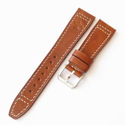 Watch strap Tan, PILOT watchband, aviator style, genuine leather, watchstraps 22mm