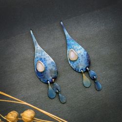 "Rain" earrings / Titanium earrings / Moonstone jewelry / Drop