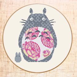 totoro cross stitch pattern my neighbor pdf cross stitch flower counted cross stitch floral baby cross stitch miyazaki