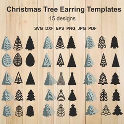 Christmas Earrings SVG, Christmas Tree SVG, Pendant Templates For Laser, Cricut, Silhouette Cutting And Ets. SVG,DXF,EPS