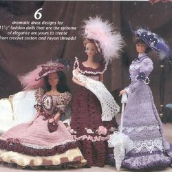 Digital | Vintage Crochet Patterns 6 Barbie Dresses | Fashion doll dresses 11 1/2 | PDF | Girls toys