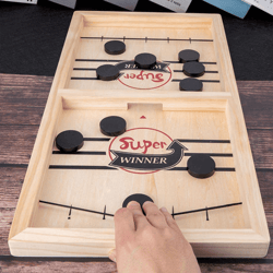 wooden slingshot puck game for kids & adults