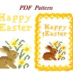 happy easter embroidery, easy cross stitch pattern, beginner embroidery, easter bunny, easter card gift, ukraine shops