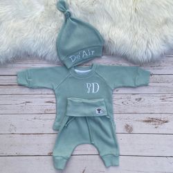 Mint gender neutral baby clothes Minimalist baby outfit New baby gift basket